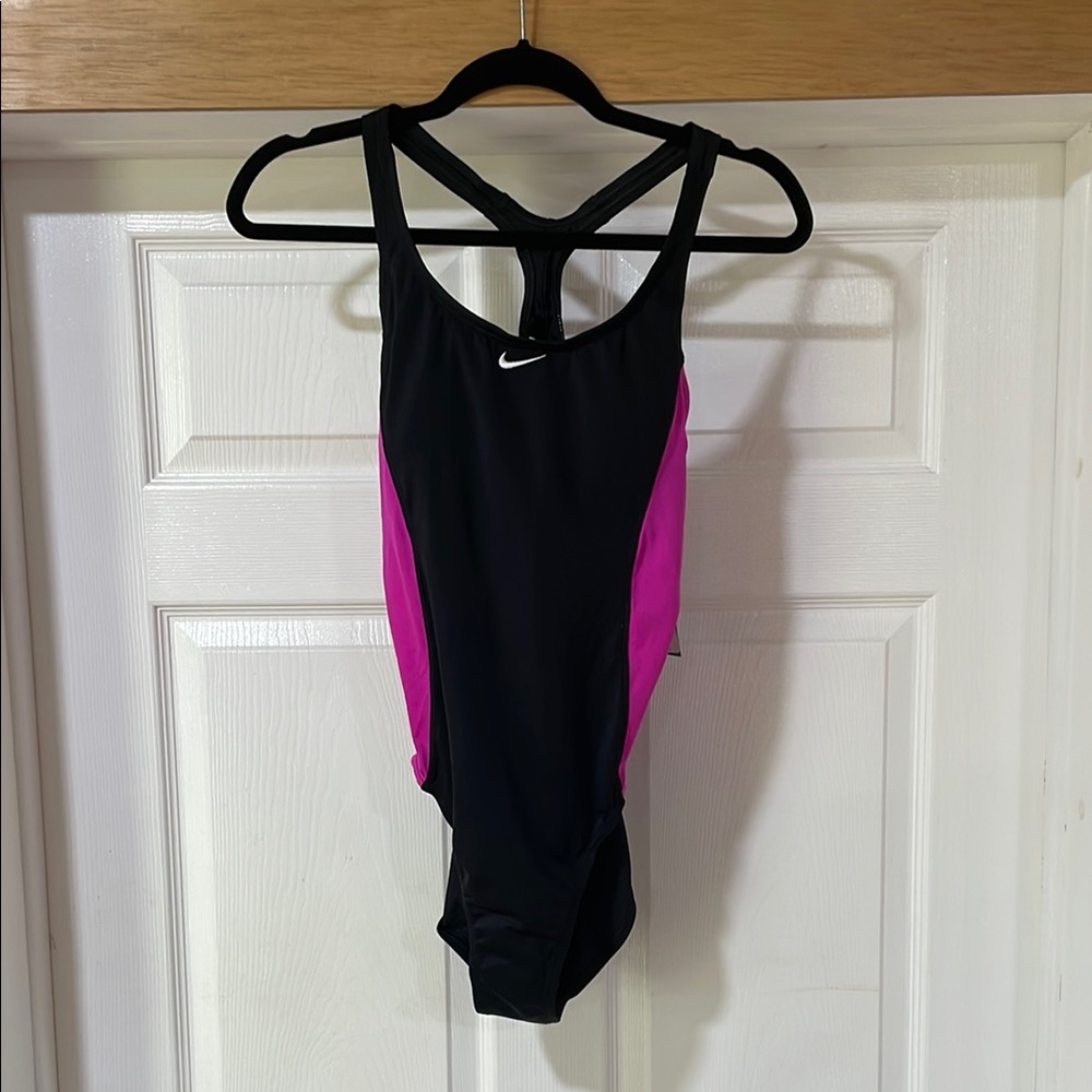 Nike Women’s Swimsuit One Piece Sport Pool Black Pink Size L - Picture 2 of 14